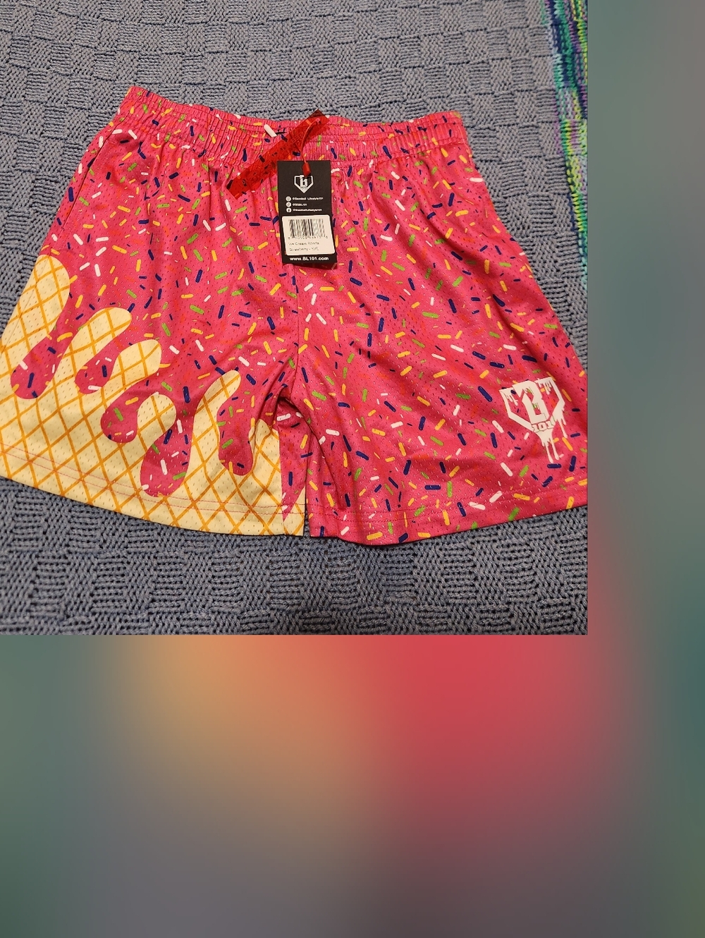 B101 Apparel Boys YXL Ice Cream Sprinkles Athletic Shorts Pink Polyester